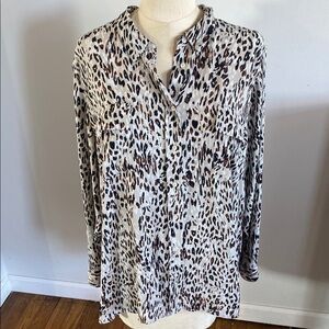 Investments Animal Print Blouse - Black and Brown